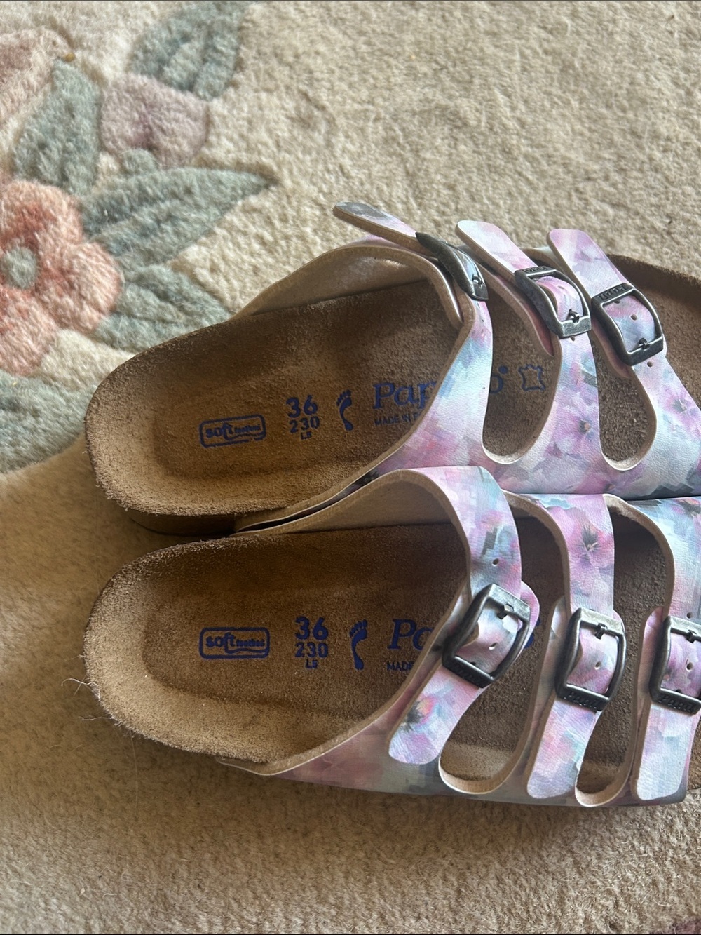 Birkenstock Sandals Triple-Buckle Floral Slide Sandals - Pink size 36 - Picture 2 of 4